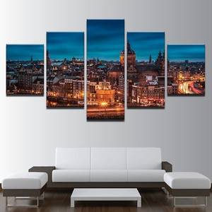 Amsterdam City Night Netherlands 5 Panel Canvas Wall Art Home Decor Print Poster Ebay