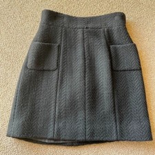 CHANEL Authentic Women's Tweed Flared Mini Skirt Coco Mark Logo Basic A-Line
