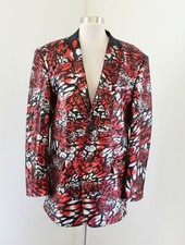 After Midnite Mens Red Sequin Beaded Blazer Sport Jacket Size M Holiday Evening