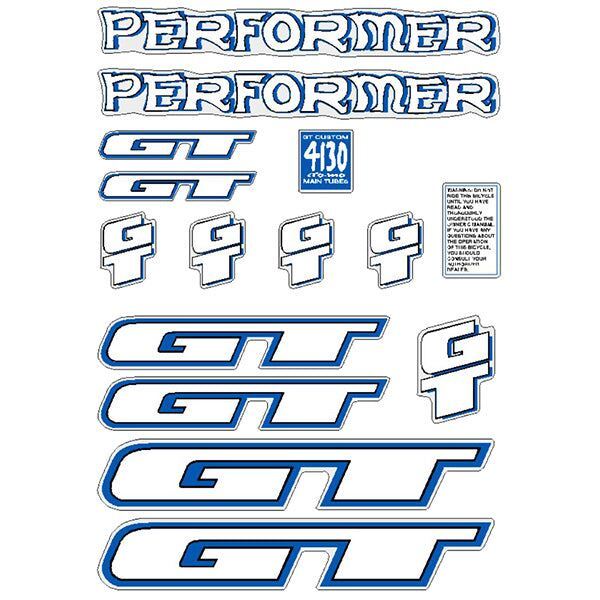 BMX GT 当時物、1台分アルミフレームステッカー新品 1990 GT BMX - Performer for white frame - on Clear decal set