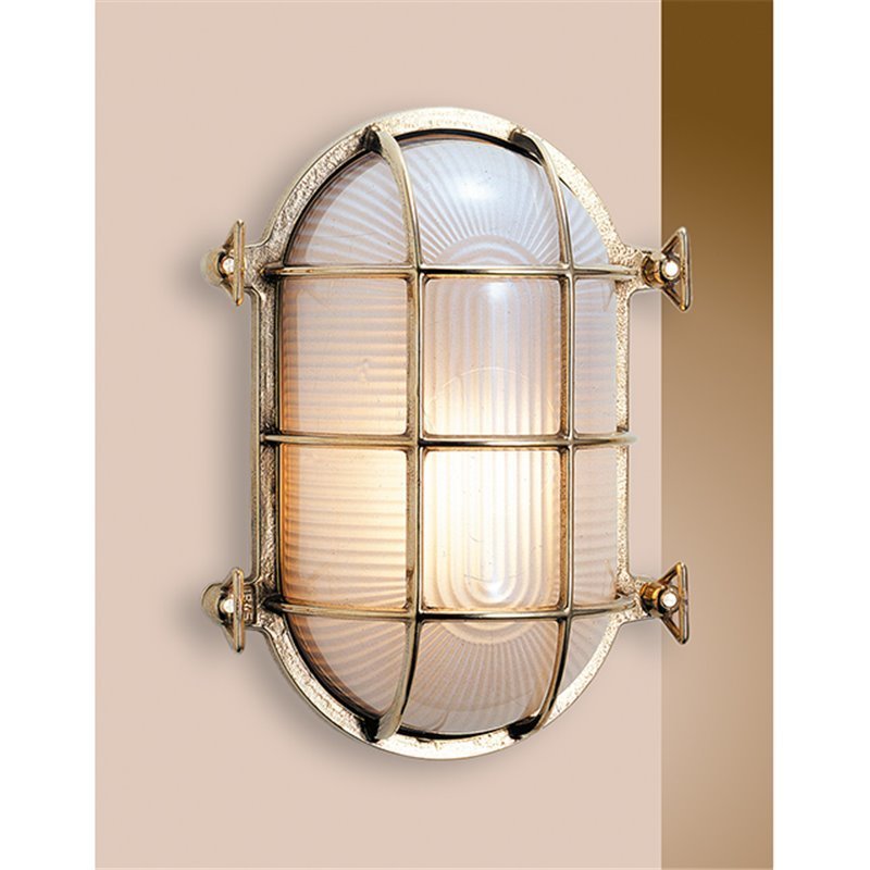 Applique a tartaruga interno esterno in ottone lucido con paralume sabbiato naut