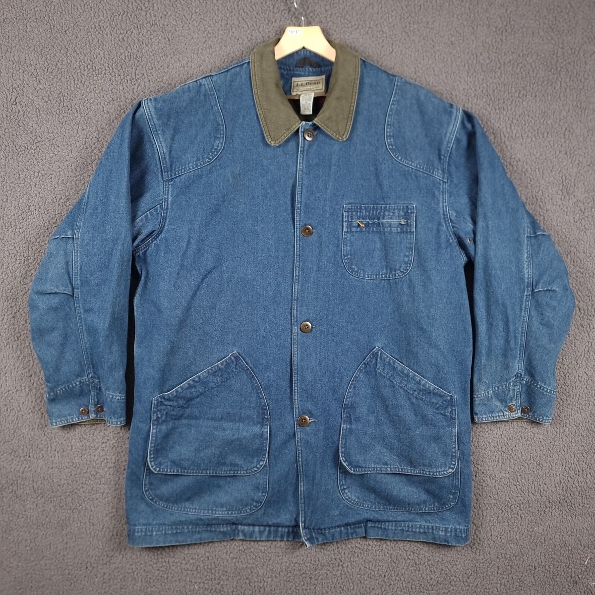 Vintage LL BEAN Jacket Mens XL TALL Blue Barn Field Coat Denim 