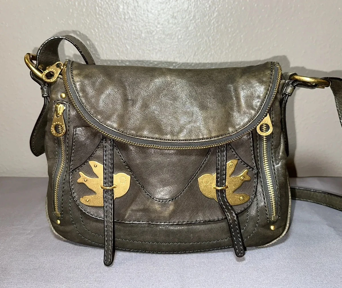 Marc by Marc Jacobs Petal To The Metal Natasha Bird Olive Green Crossbody  Bag