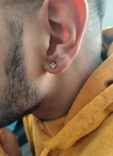 Men Womens Real Moissanite Cluster Stud Earrings 14k Yellow Gold Plated Silver