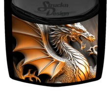 Fierce Golden Vibrant Mural Gold Dragons Hood Wrap Vinyl Graphic Decal 58