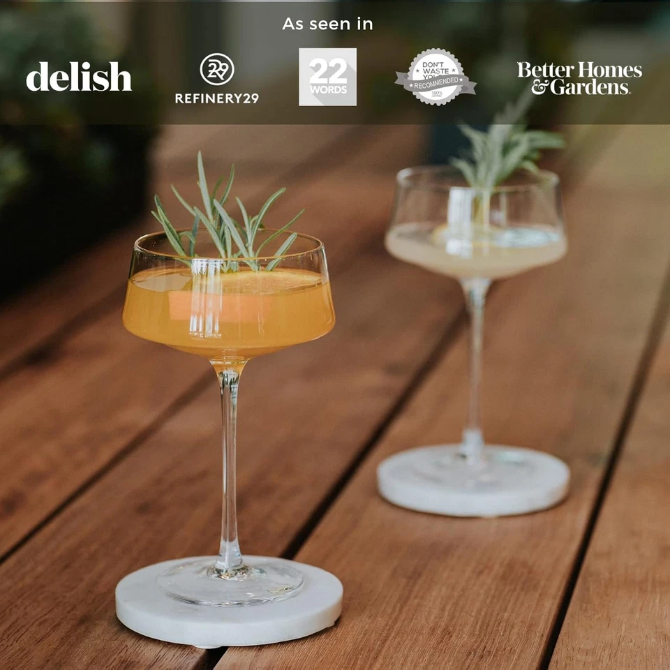 TAG Luxe Martini Vasos - Juego de 4 Cristal Soplado a Mano con Cuchara de Barra Foto 2 de 4