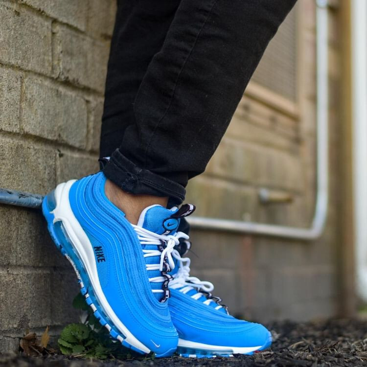 air max 97 blue hero on feet
