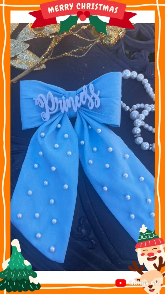 банты для волос для девочек, ручной работы жемчужные банты для хвоста, тканевые жемчужные банты для дам - Изображение 2 из 4