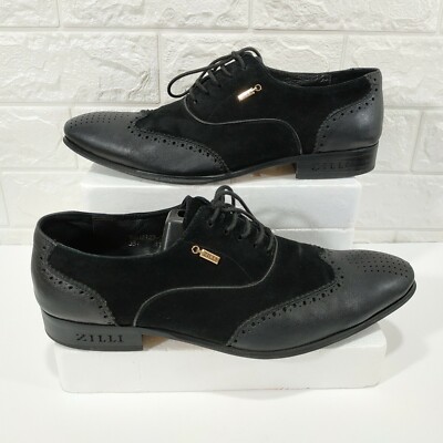 Auth ZILLI Oxford Black Leather Shoes UK 10.5 EUR 41 (44) US  display picture 1