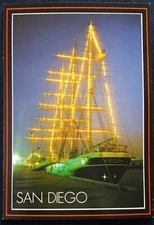 Star of India Maritine Museum Rigging Lights San Diego CA California Postcard
