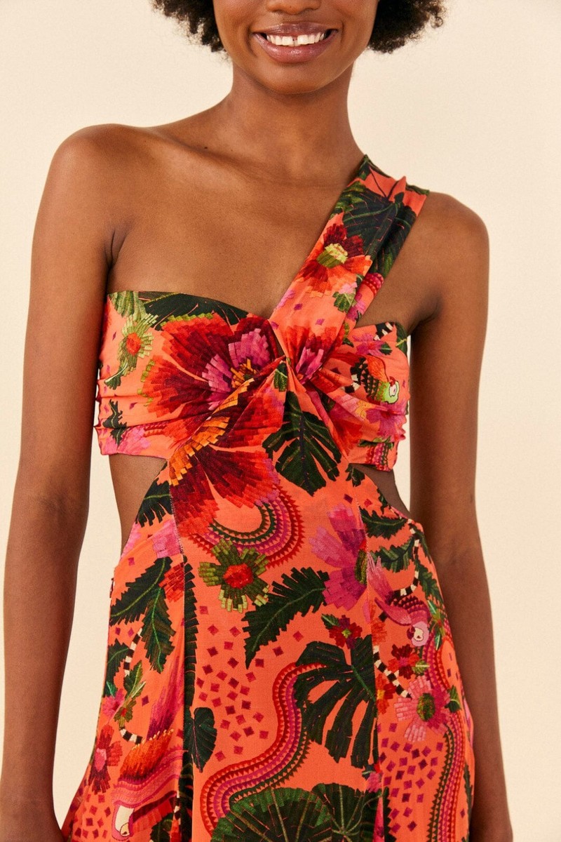 FARM Rio Orange Blooming Garden Maxi Dress, Silky Viscose Sold Out Small OP  $275 | eBay