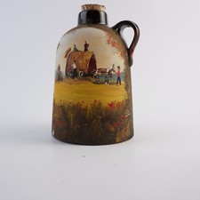 Keramik-Flasche Honigwein, handbemalt Heisterholz ca.18 cm hoch braun mit Henkel