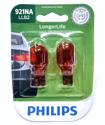 Philips LongerLife 921NA 18W Zwei Glühbirnen Hinter Blinklicht Licht Gelb Ersatz