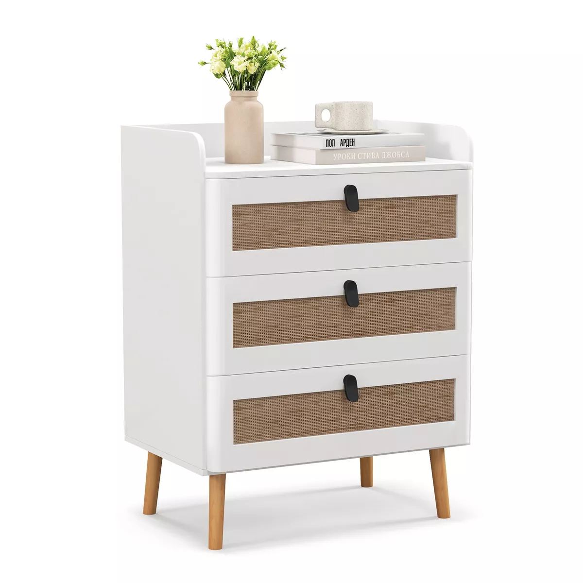 Modern on sale rattan nightstand