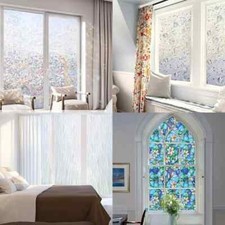 Window Privacy Film Static Cling Stained Glass Covering Sticker Door Home Decor