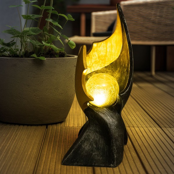 AußEnlampe Solarlampe Gartenleuchte Led Feuereffekt Skulptur Balkonlampe H 36 Cm-image
