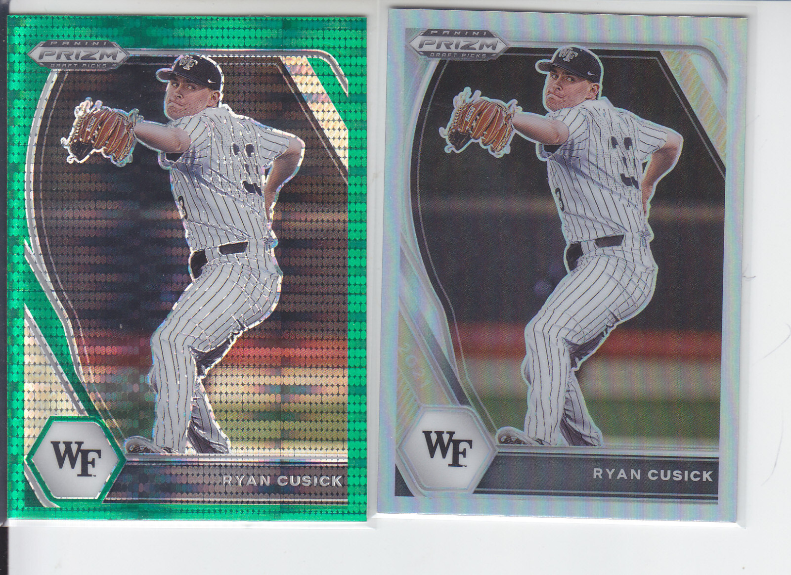2021 Prizm Draft Ryan Cusick RC Silver + Green Pulsar Wake Forest Braves PDP24
