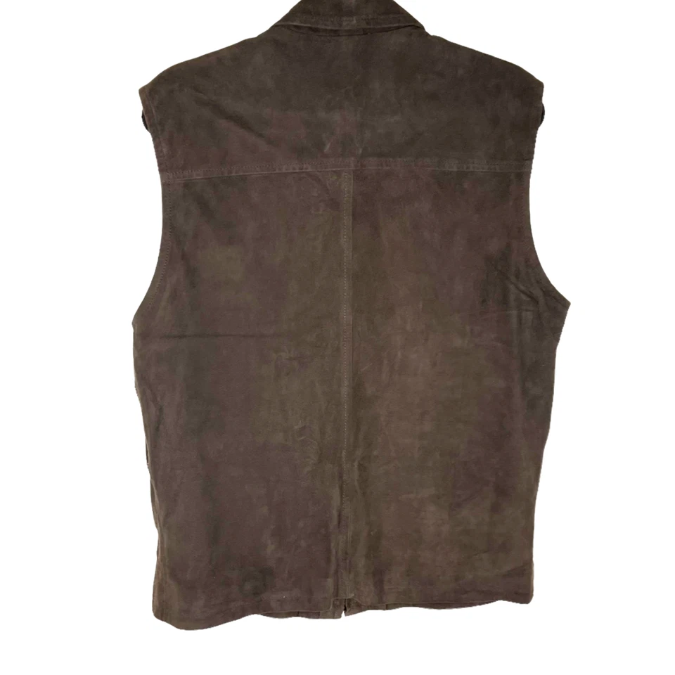 Chaleco Neiman Marcus Mujer Talla S Marrón Gamuza Cremallera Completa Sin Mangas Hecho en Italia Foto 2 de 4