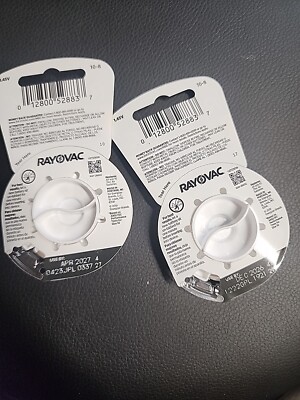 2 Rayovac Size 10 Hearing Aid Batteries 8 Per Pack EXP 12/26 & 4/27