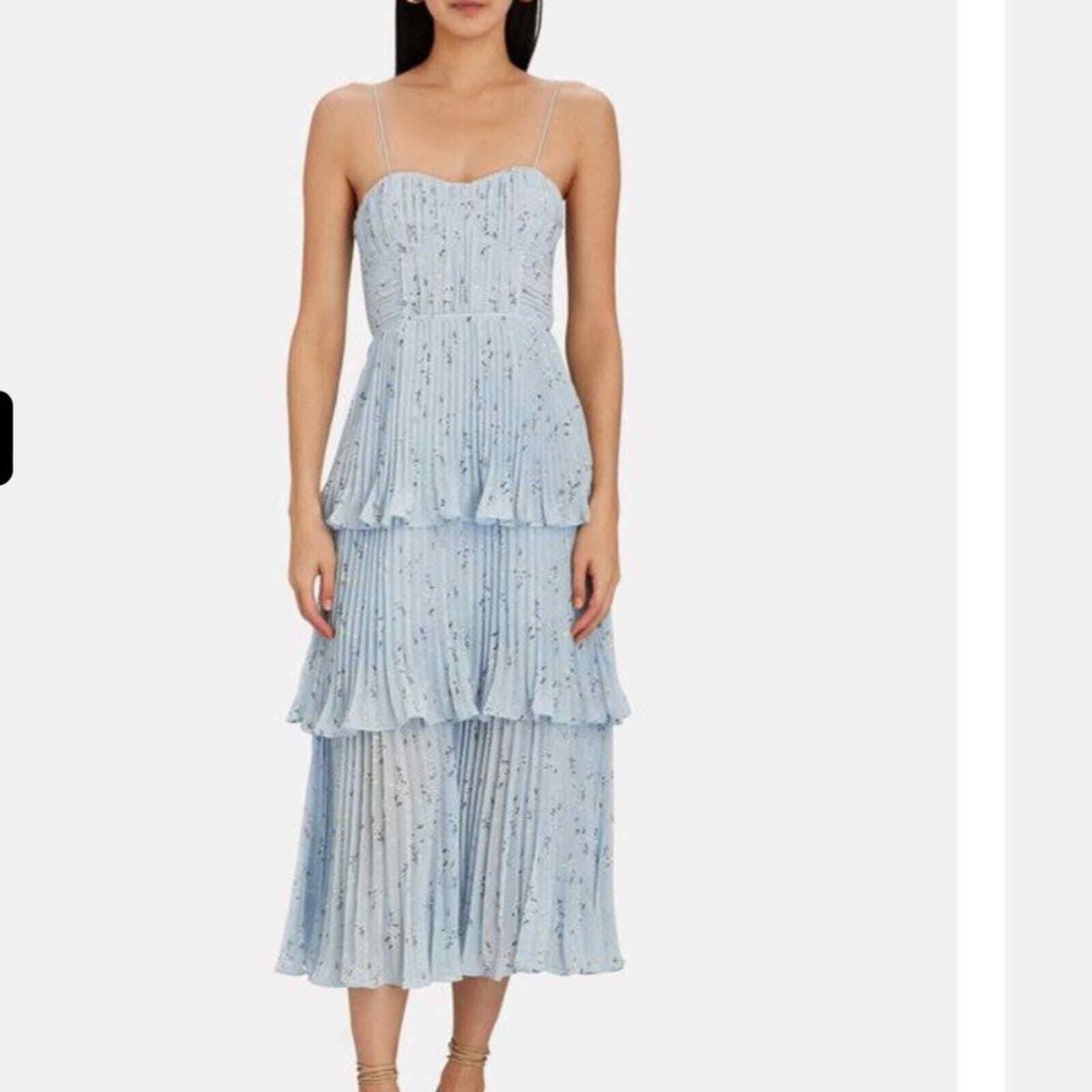 Self-Portrait|DRESSES (FLORAL CHIFFON MIDI DRESS (PF23- NWT SELF PORTRAIT Tiered Floral Chiffon Midi Dress. Size 10