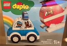 LEGO Duplo Fire Helicopter & Police Car 10957 Toy Building Kit 14 pcs