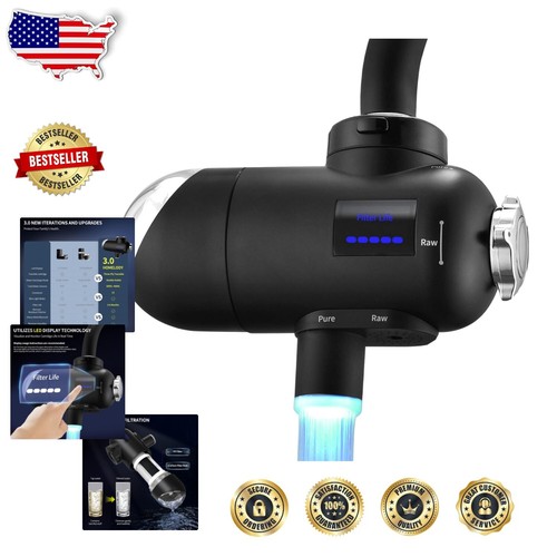 3.0 Water Filter Faucet System with UV Blue Light & 12 Adapters – Easy Install
