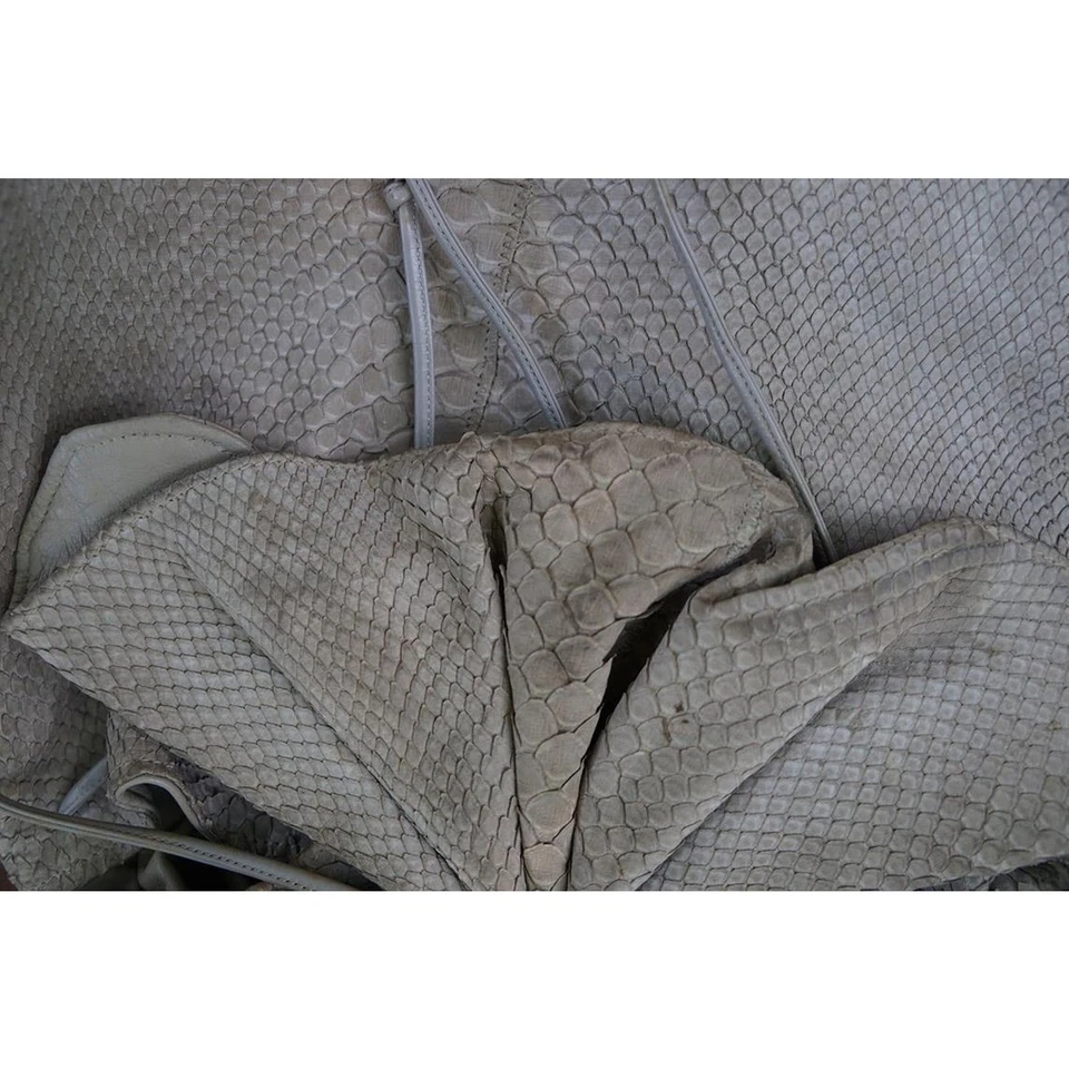 Bolso de mano Carlos Falchi exótico genuino cocodrilo cocodrilo hecho a mano gris Foto 4 de 4