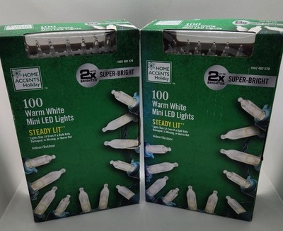 (2) 100 Count Mini LED String Christmas Lights White Super Bright Steady Lit NEW