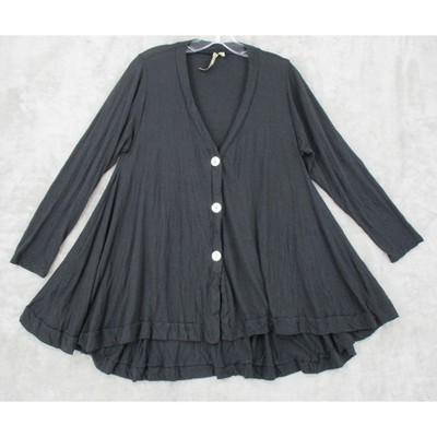 Comfy Blouse Womens XS Lagenlook Button Front Boxy Relaxed Minimalist Casual