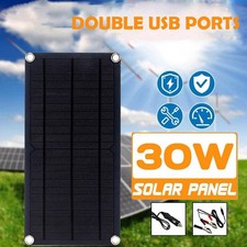 30W 12V Portable Solar Panel Trickle Charger Car Battery Maintainer for Boat RV!