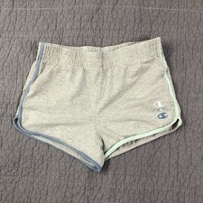 Champion Shorts Girl XL Youth Gray Cotton Logo Elastic Waist Athletic Running