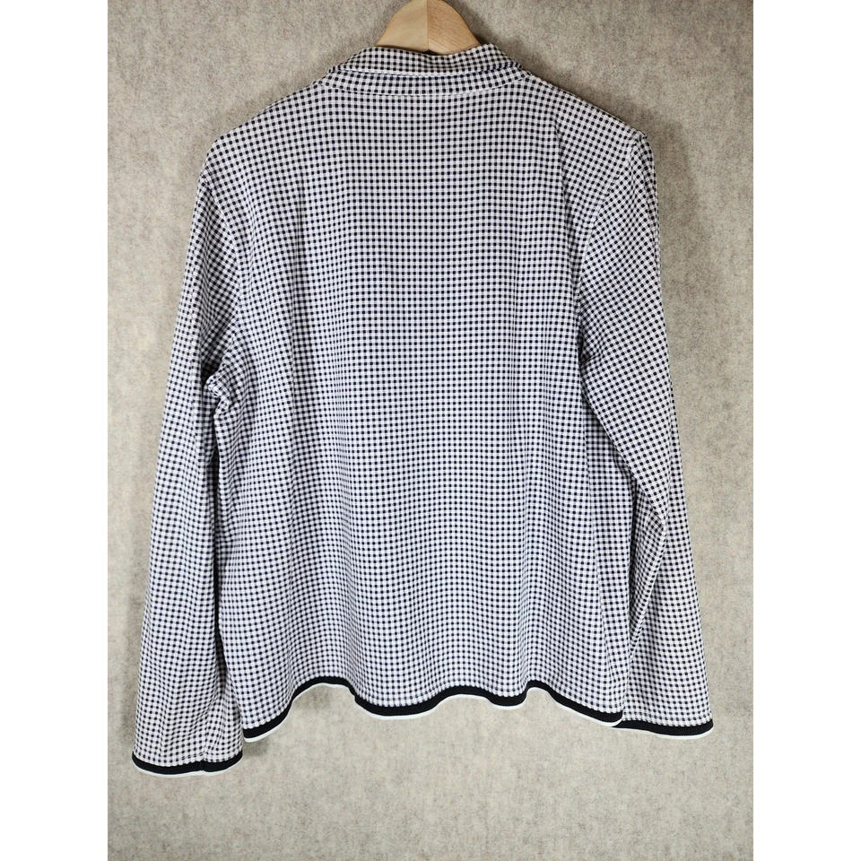 LIZ CLAIBORNE Y2K Style Purple White Check Zip Front Pockets Light Jacket SZ L - Image 2 of 4