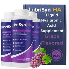 LubriSynHA Joint Support Grape 3 x 11.5oz Vegan HA Made in USA for Men and Women