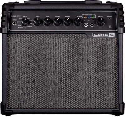 Line 6 Spider V 20 MKII Electric Guitar Combo Amplifier, 20W, Black