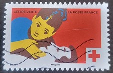 La Poste France Lettre Verte « Croix-Rouge »  oblitéré multicolore - 1 timbre