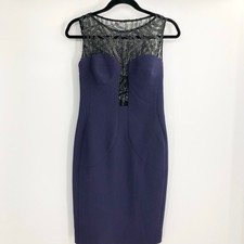 Black Halo Eve Formal Dress Knee Length Sheer Sequins Fitted Bodycon Gala Prom 6