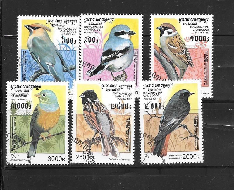 CAMBODIA SC#1598-1603 1997 BIRDS CTO USED XF TOPICAL PICTORIAL STAMP SET