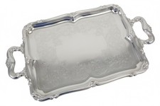 ALESSI VASSOIO INOX LUCIDO CESELLATO OLD VINTAGE CM 25 x 18 RETTANGOLARE NEW NOS