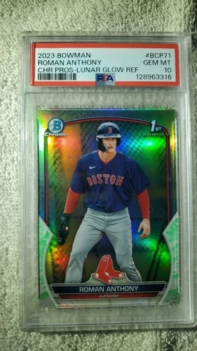 ROMAN ANTHONY Lunar Glow Refractor PSA 10 GEM MINT 1st | 2023 Bowman Chrome