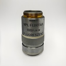Leitz 160/0.17 NPL FLUOTAR 100/1.20W Fluoreszenz Microscope Objective 519803