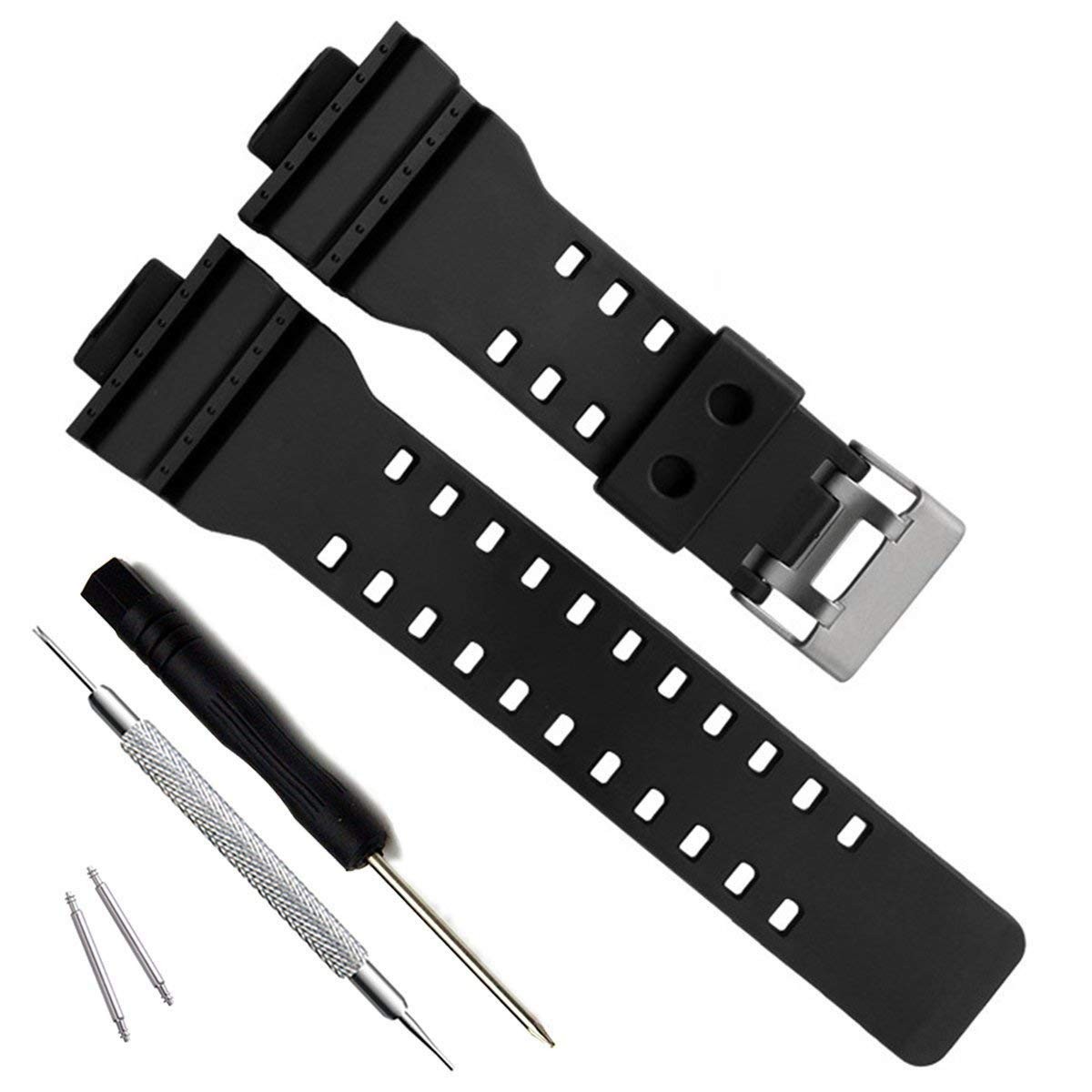 G Shock Watch Band Replacement - Black Resin Strap for Men s Casio
