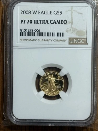 2008-W $5 GOLD EAGLE 1/10 Ounce NGC PF70 ULTRA CAMEO FREE SHIPPING!