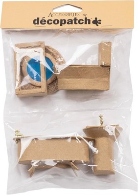 Decopatch, Pappmaché, 6 Miniaturen sortiert, Badezimmer, 15,5x4,5x33 cm - Karton