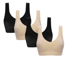 Women's 4 Pack Seamless Comfortable Sports Bra with Removable Pads Black 2 Be...