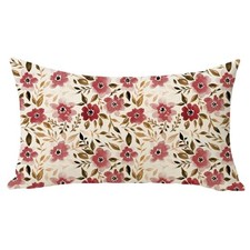 Watercolor Floral Lumbar Decorative Throw Pillow Cover 12 x 20, Rectangular