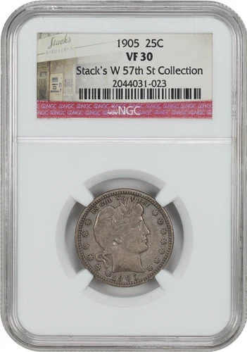 1905 Barber Quarter 25c NGC VF30