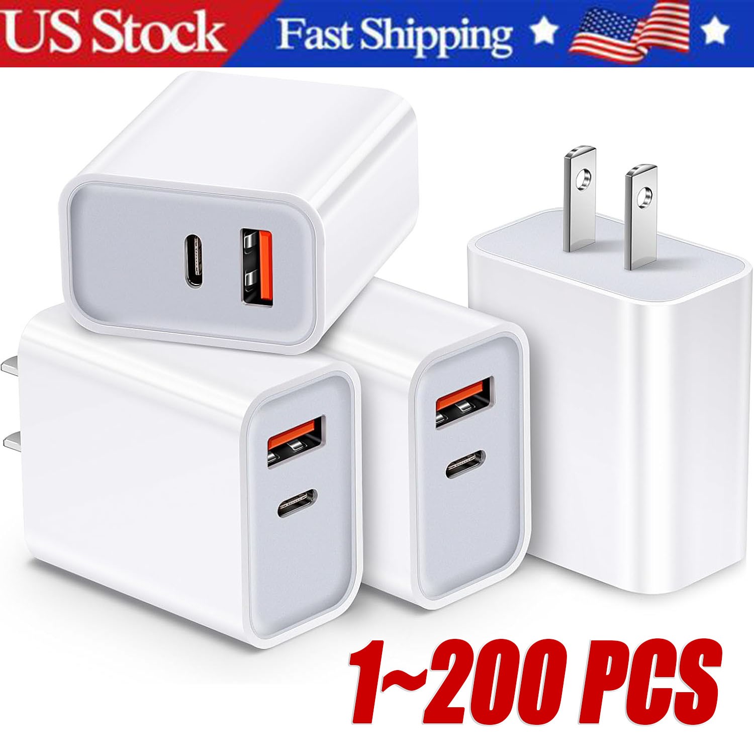 Lotto Adattatore Alimentazione Parete USB Tipo C Blocco Caricabatterie Rapido per iPhone 17 16 15 11 20W