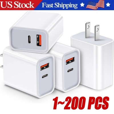 For iPhone 17 16 15 11 20W Fast Charger Block USB Type C Wall Power Adapter Lot