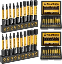 Amartisan 20-Piece Hex Head Allen Wrench Drill 5/64 - 5/16,1.5 - 8mm, Black 