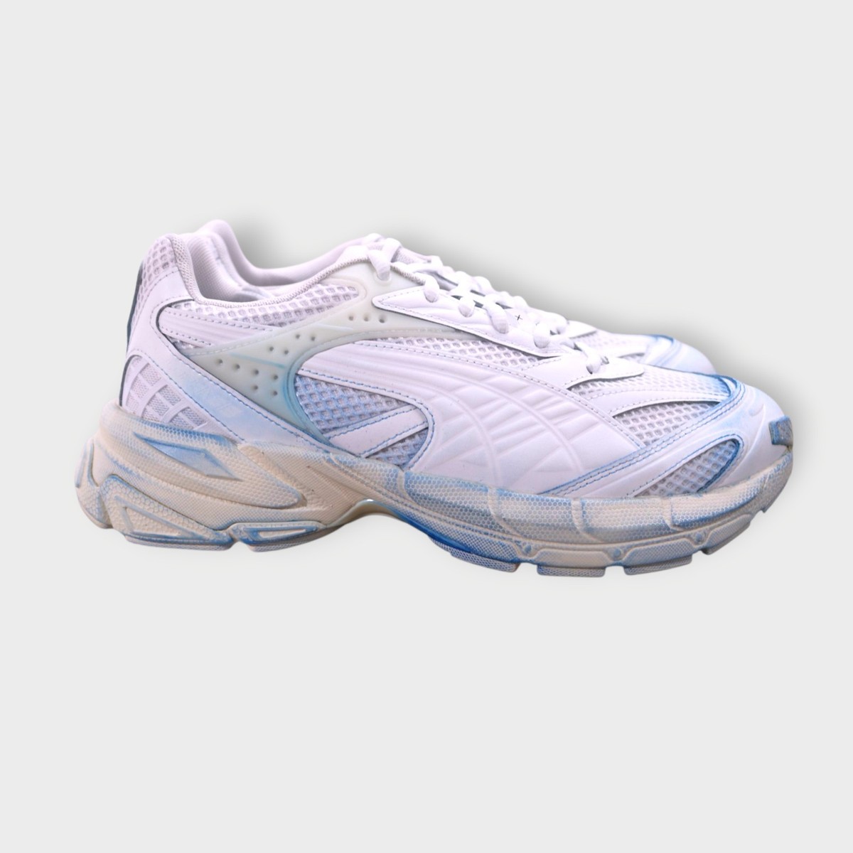 ふう PUMA Velophasis Overdye Lace Up Mens Blue Sneakers Casual Shoes